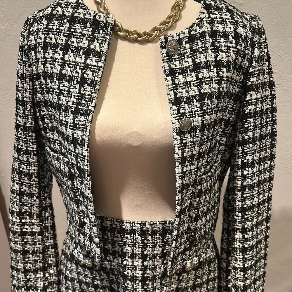 Black and White Houndstooth Women's Jacket